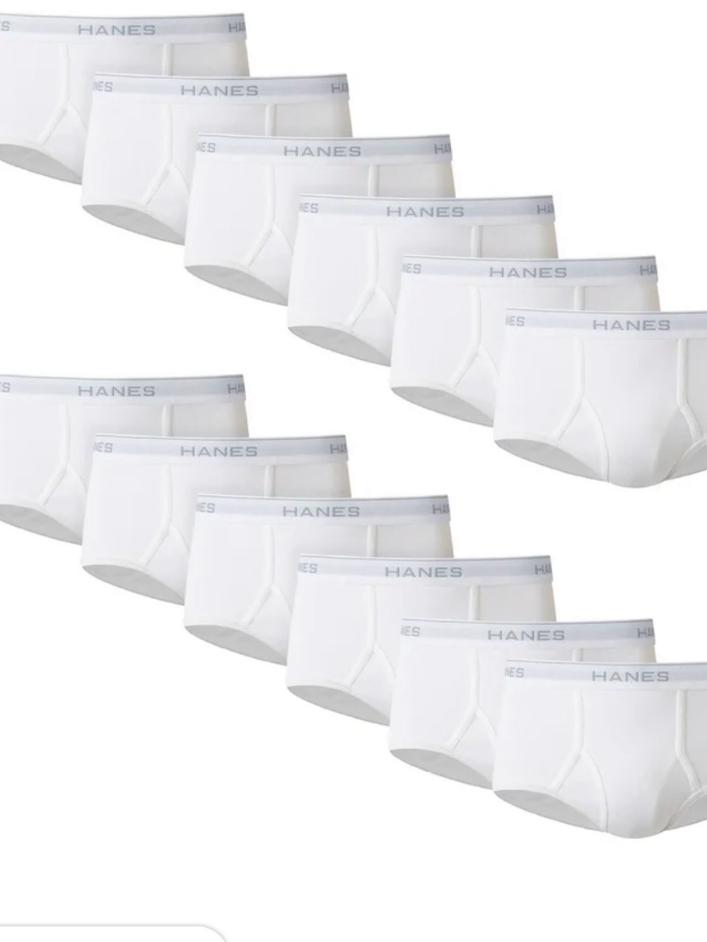 Hanes Men's Underwear Full Rise Cotton Briefs Moisture-Wicking 12 Pack Size Lg